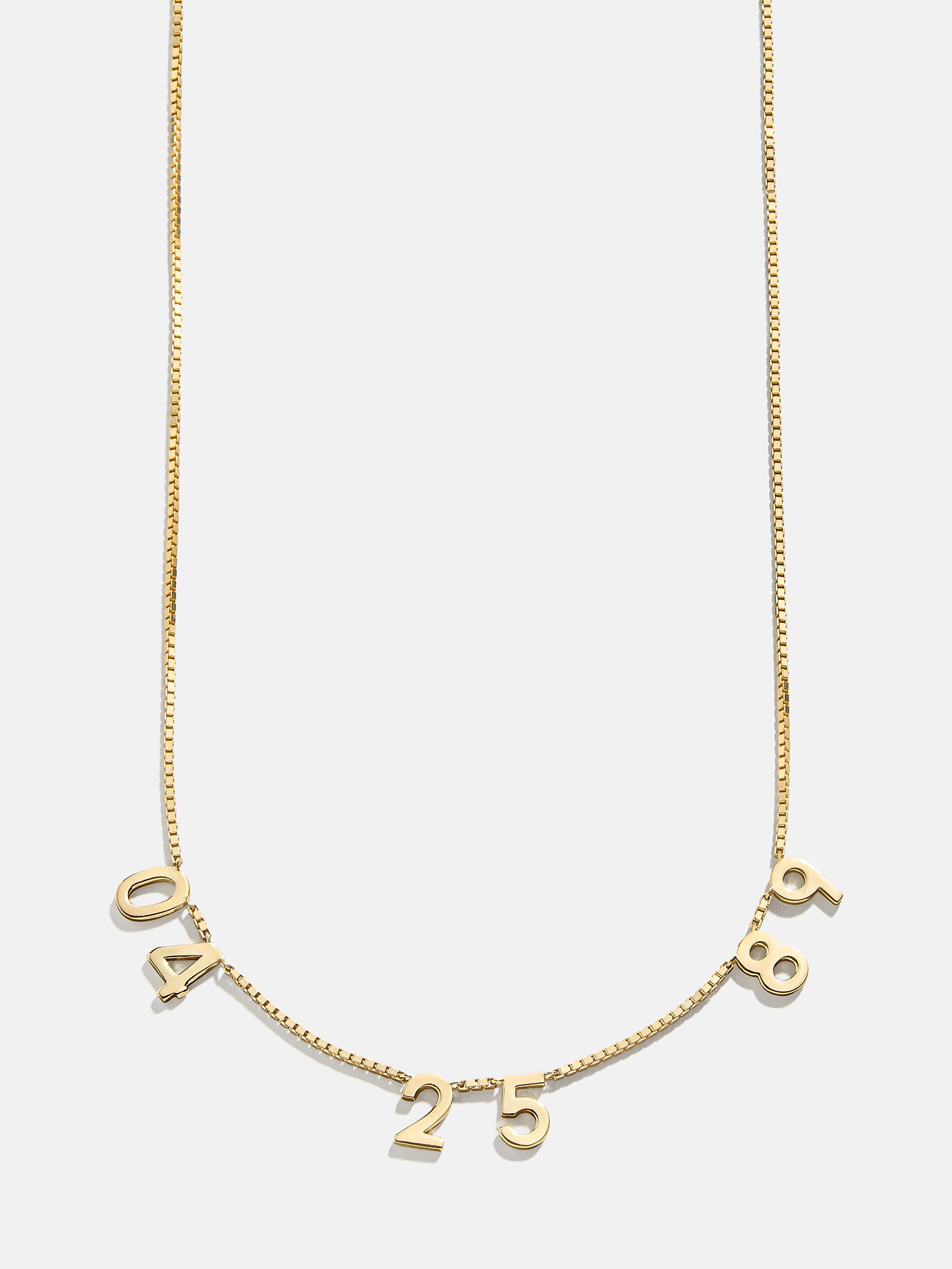 18K Gold Spaced Number Custom Necklace - S - Image 3