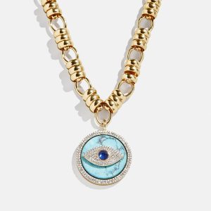 Sohla Evil Eye Statement Necklace - Gold/Turquoise