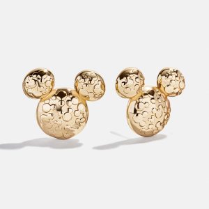 Disney Mickey Mouse Domed Earrings - Gold