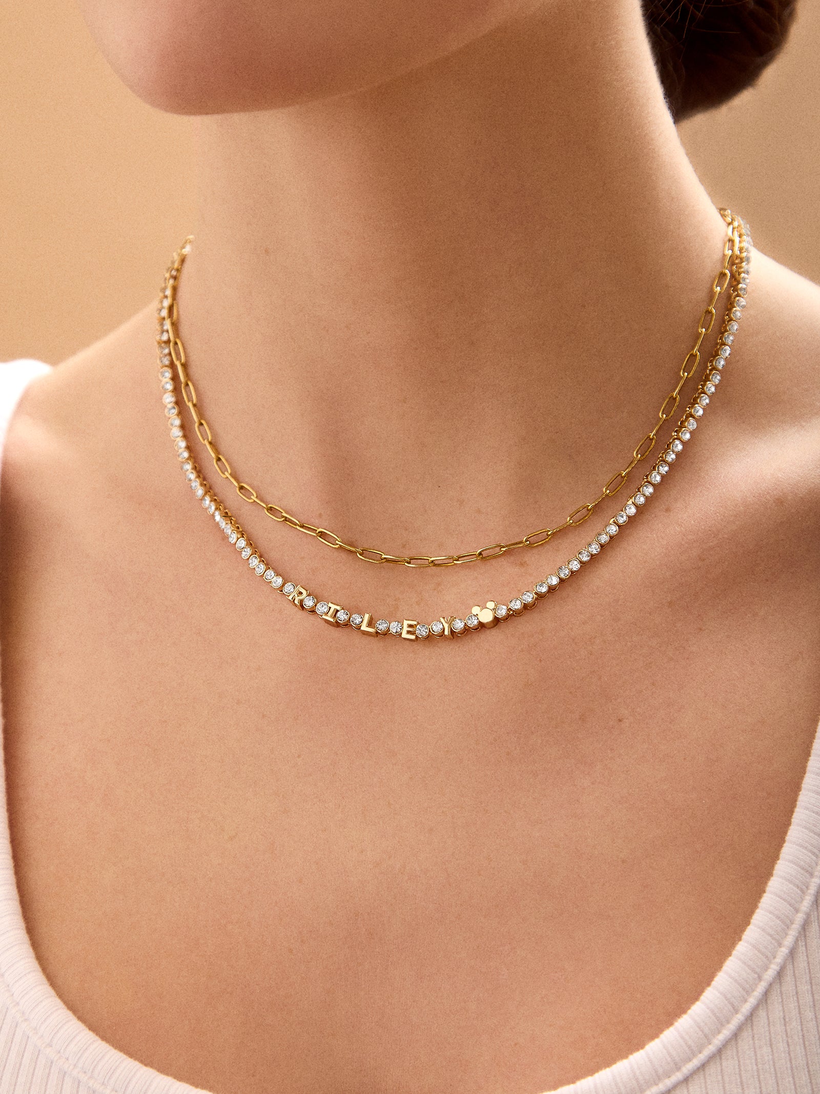 Disney Mickey Mouse Bezel Custom Tennis Necklace - Gold/Pav?? - Image 2