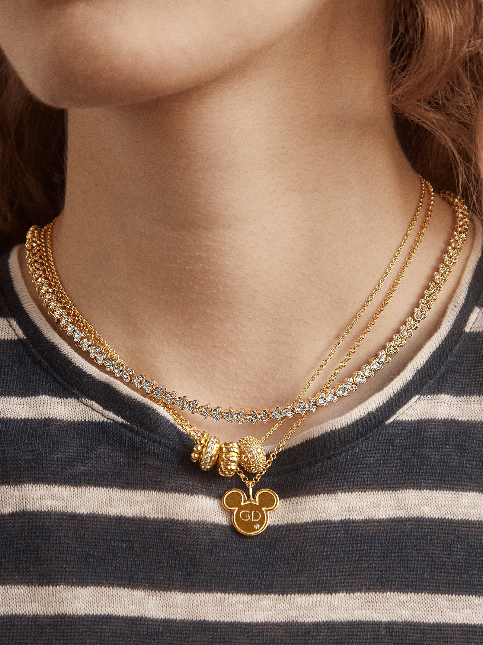 Disney Mickey Mouse Repeating Tennis Necklace - Gold/Pav?? - Image 2