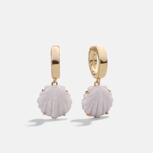 Genevieve Seashell Earrings - Gold/White