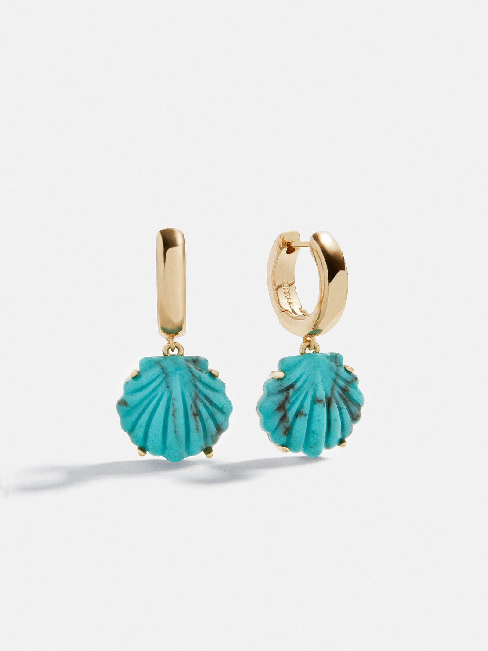 Genevieve Seashell Earrings - Gold/Turquoise