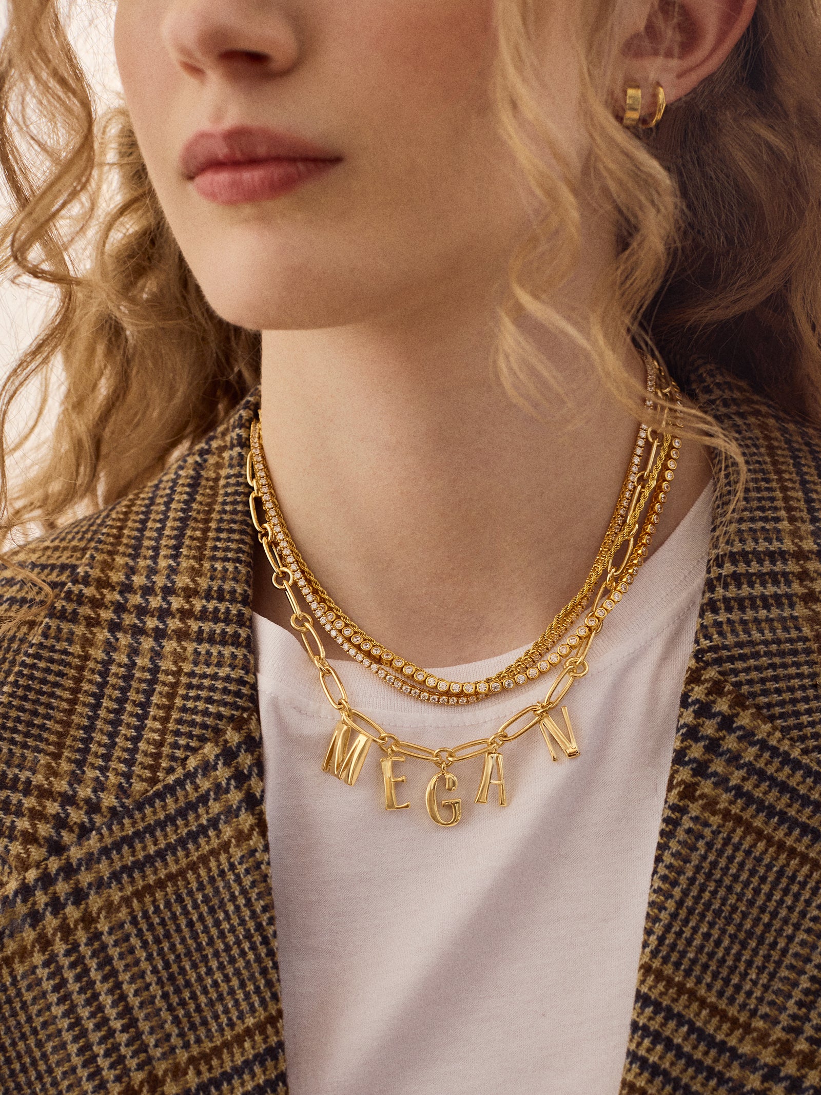 Chunky Spaced Letter Custom Necklace - Gold - Image 3