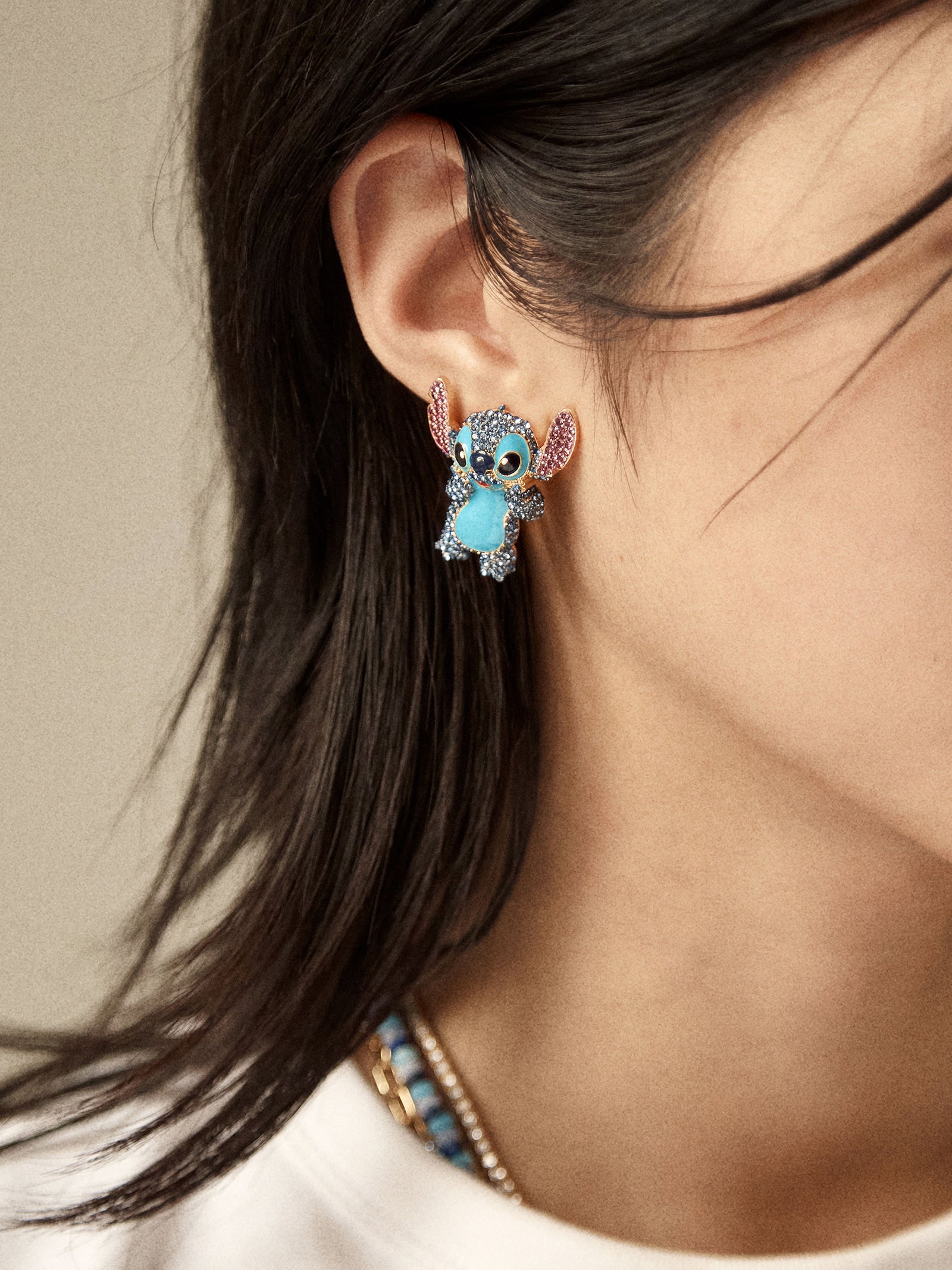 Disney Stitch Statement Stud Earrings - Blue - Image 2