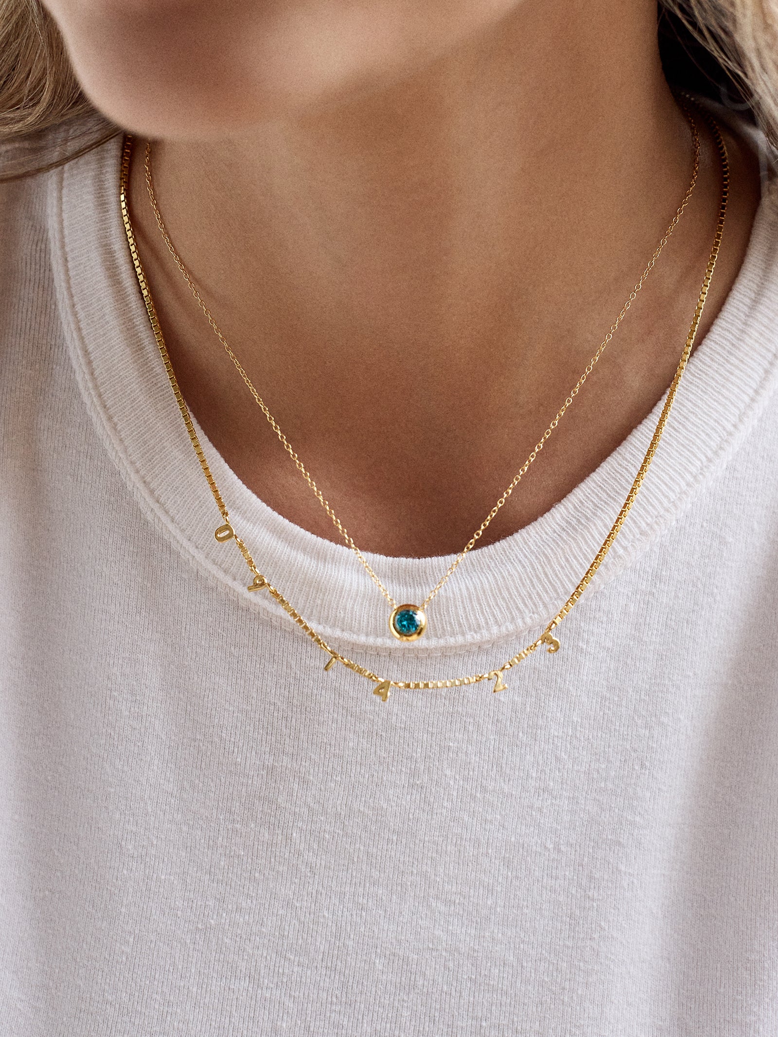 18K Gold Spaced Number Custom Necklace - XS - Image 2