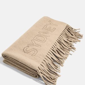 Pure Merino Wool Custom Blanket - Tan Sand/Chocolate Brown