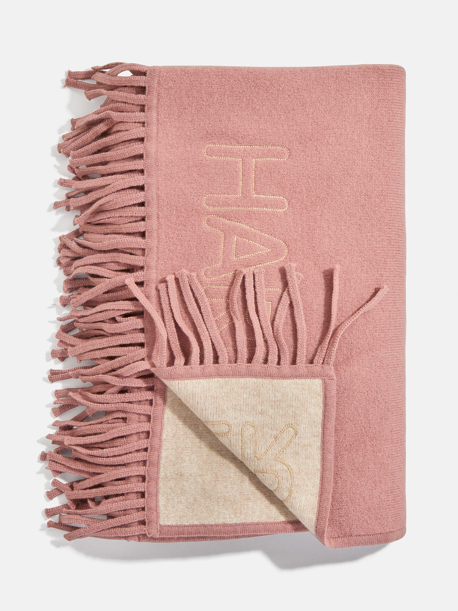 Pure Merino Wool Custom Blanket - Dusty Rose/Cream - Image 4