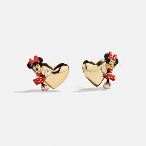 Disney Minnie Mouse Hugging Heart Earrings - Gold