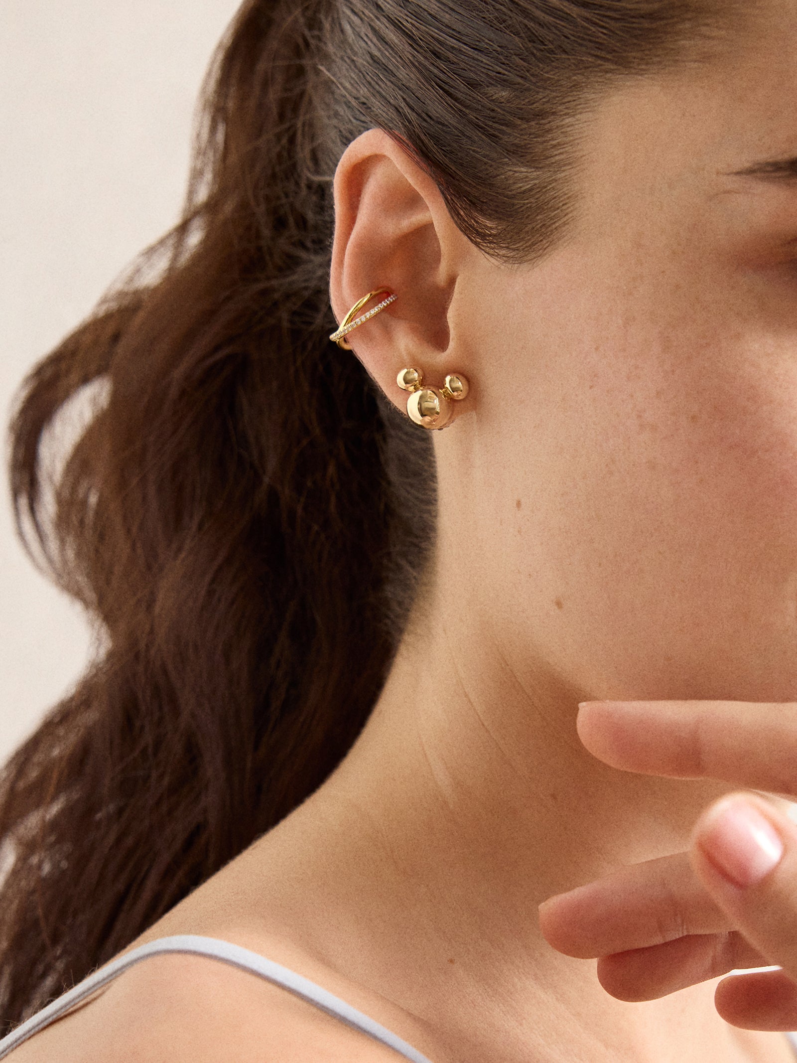 Disney Mickey Mouse Reversible Stud Earrings - Gold/Pav?? - Image 2