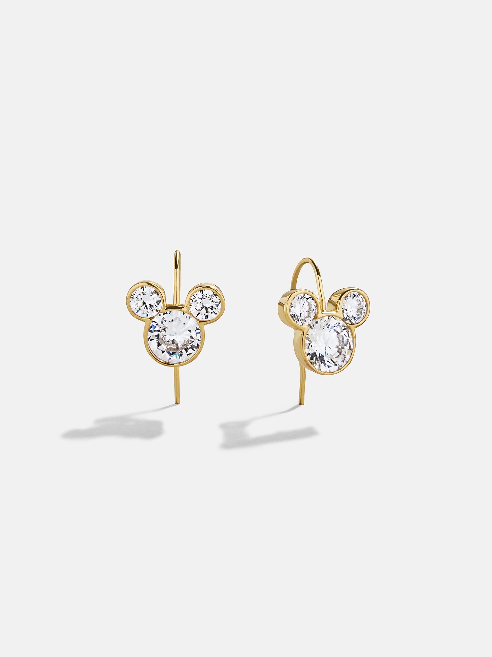 Disney Mickey Mouse 18K Gold Plated Sterling Silver Micro Drop Earrings - Gold/Pavé