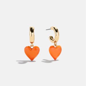 Game Day Heart Drop Earrings - Orange