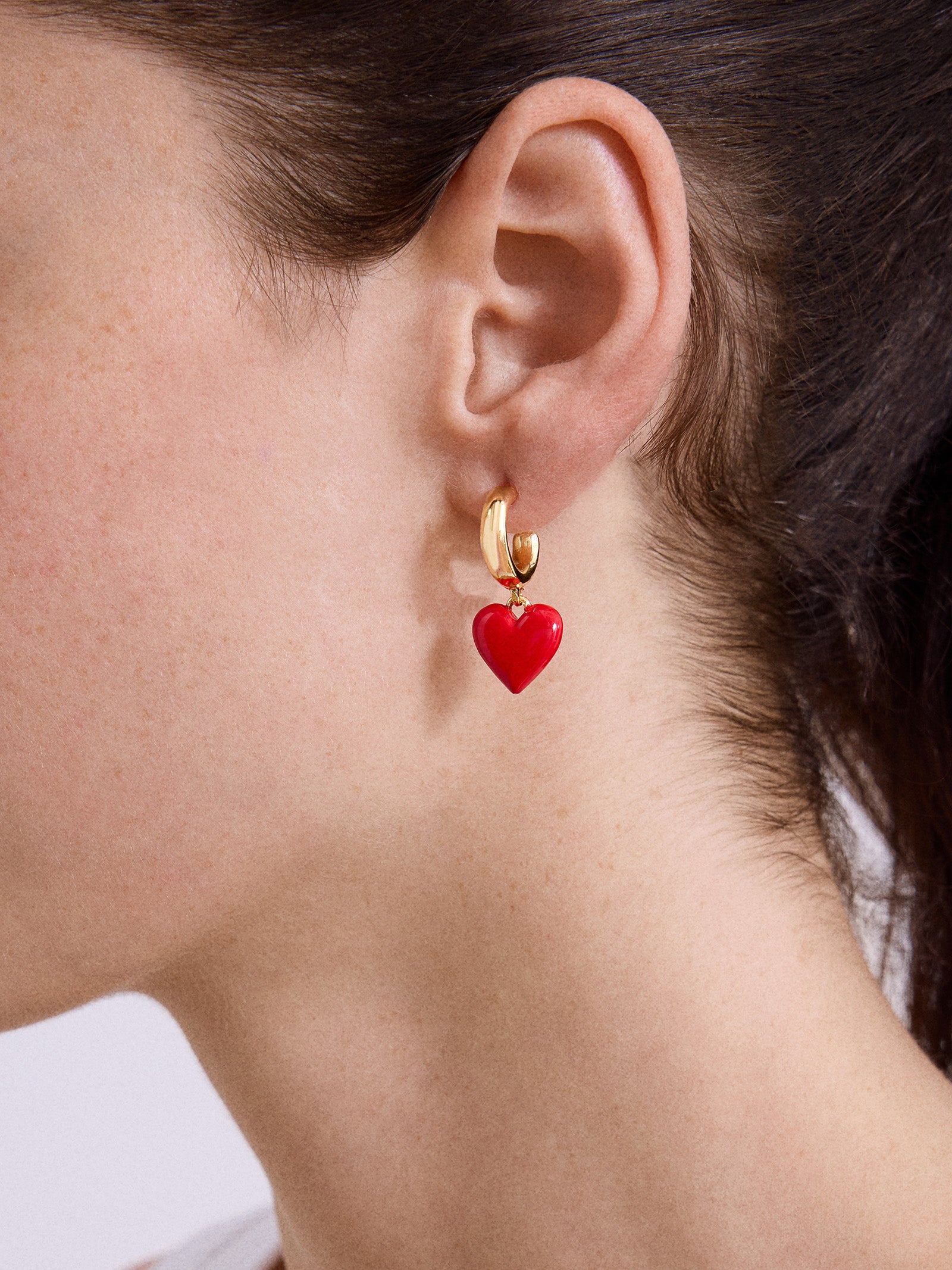 Game Day Heart Drop Earrings - Red - Image 2