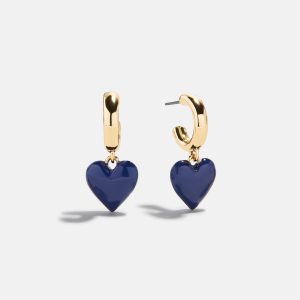 Game Day Heart Drop Earrings - Navy