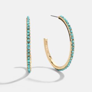 Nina Semi-Precious Hoop Earrings - Gold/Turquoise