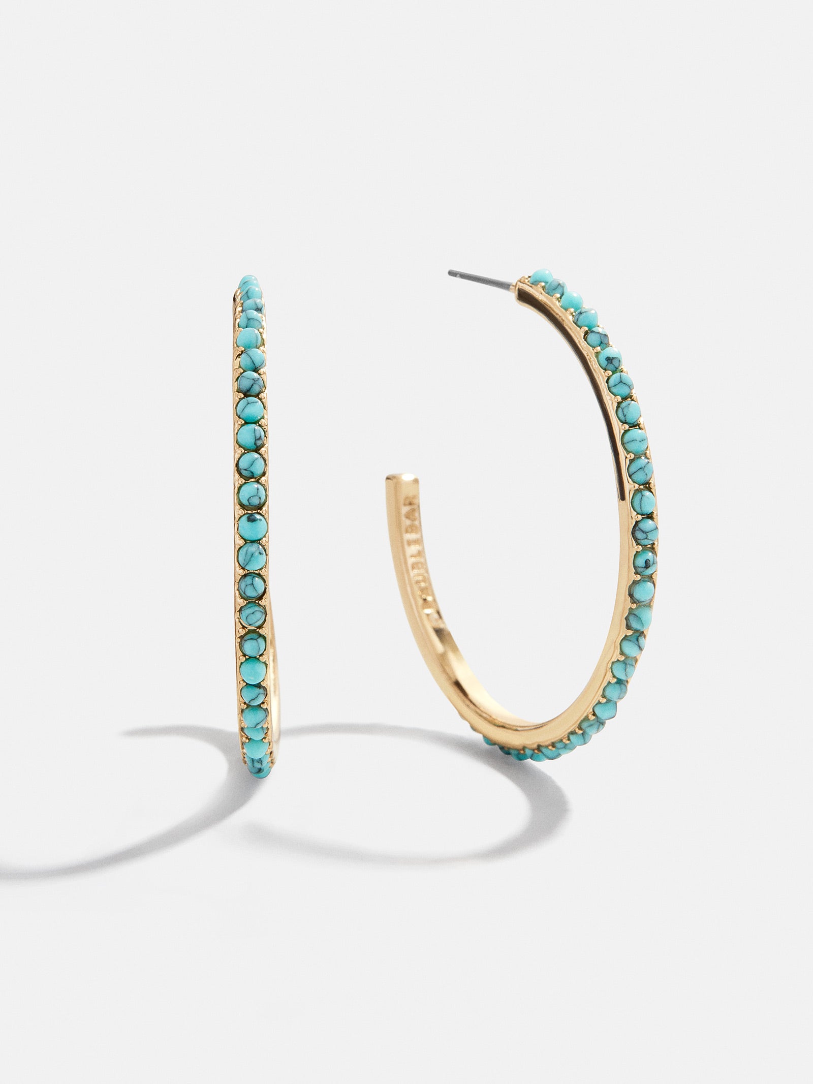 Nina Semi-Precious Hoop Earrings - Gold/Turquoise