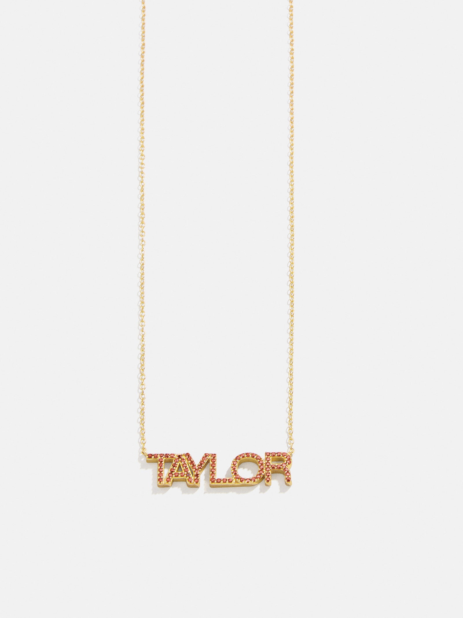 18K Gold Birthstone Custom Nameplate Necklace - Garnet - Image 6