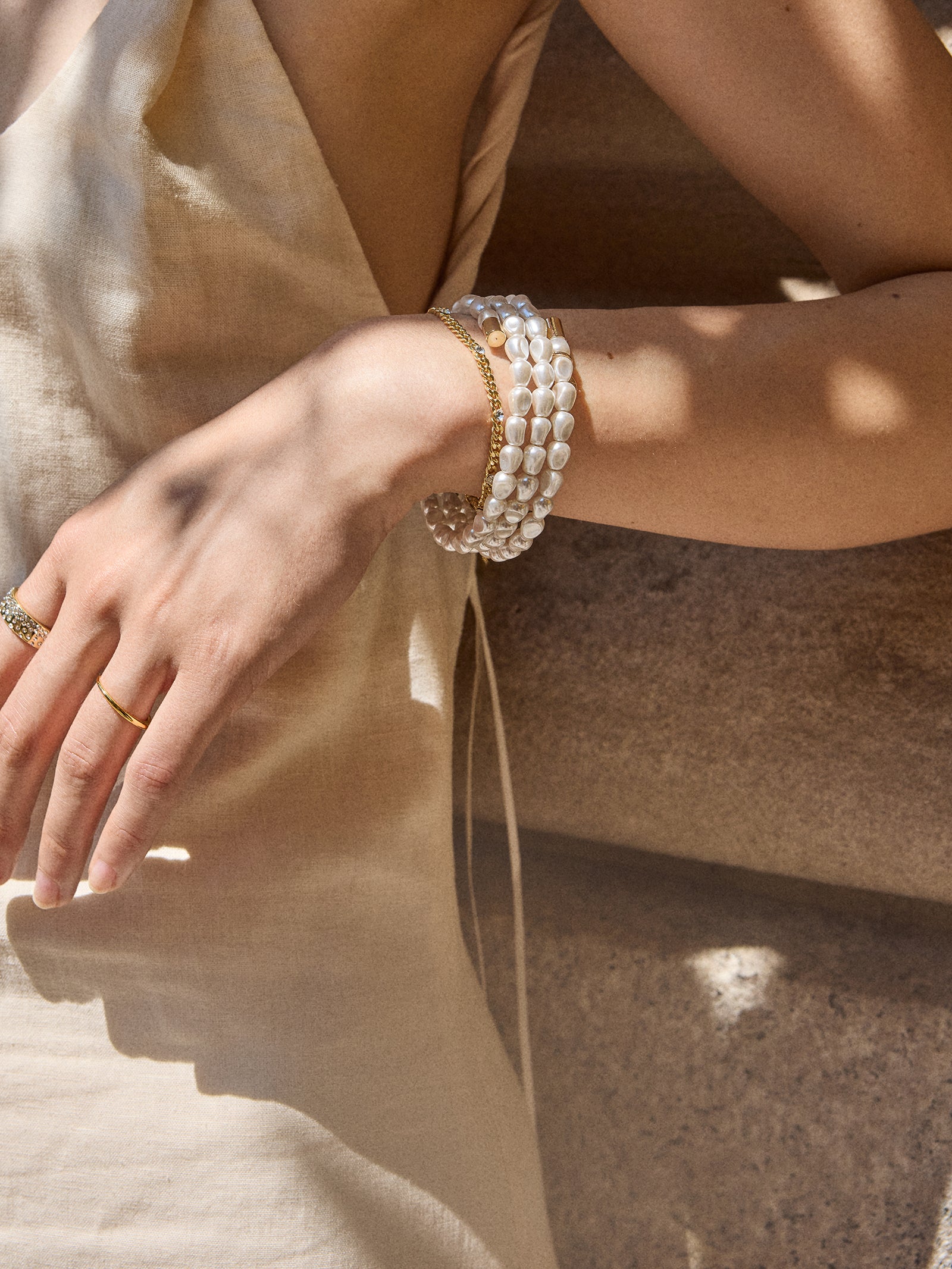 Ondine Pearl Cuff Bracelet - White - Image 3