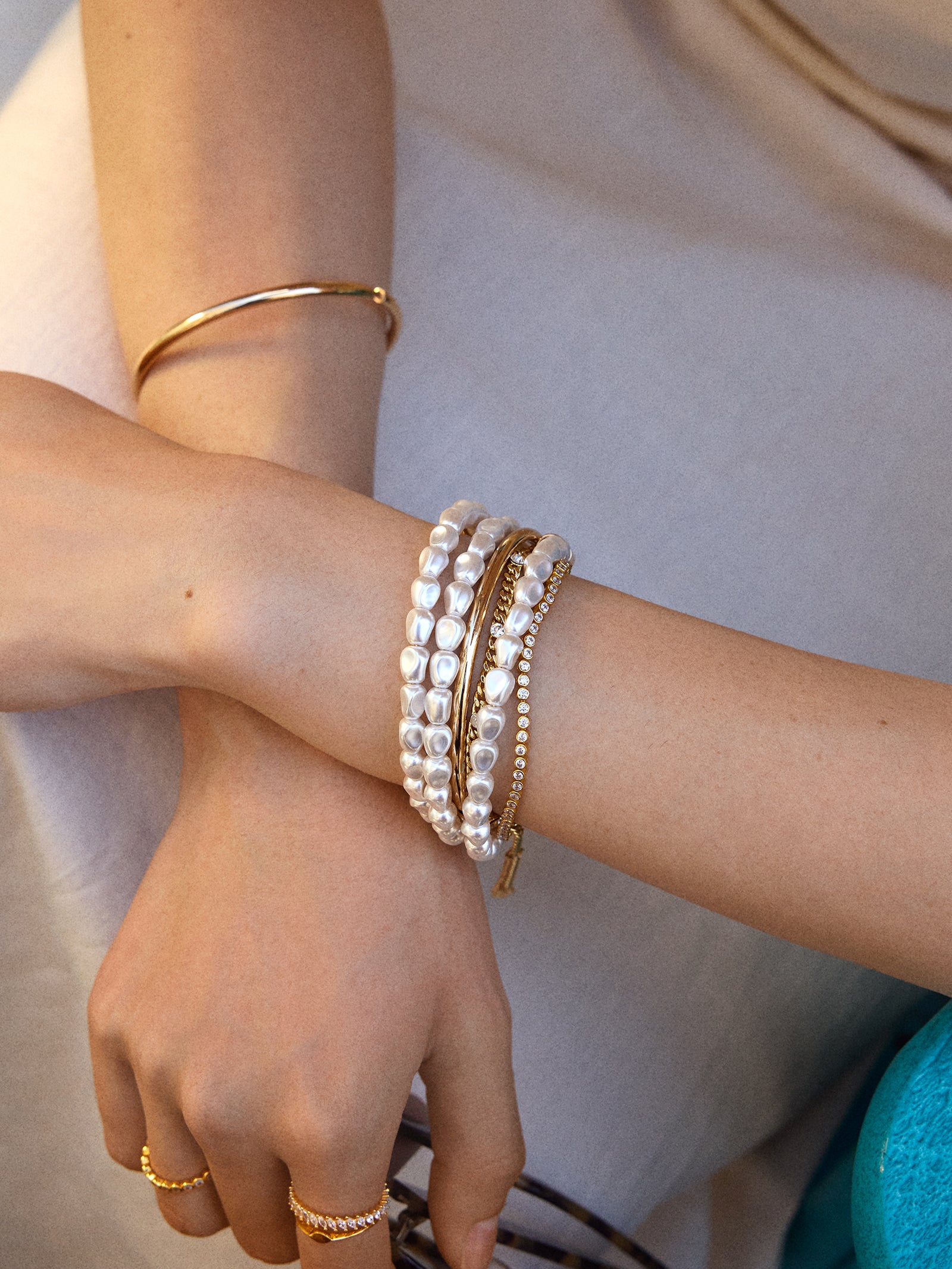 Ondine Pearl Cuff Bracelet - White - Image 2