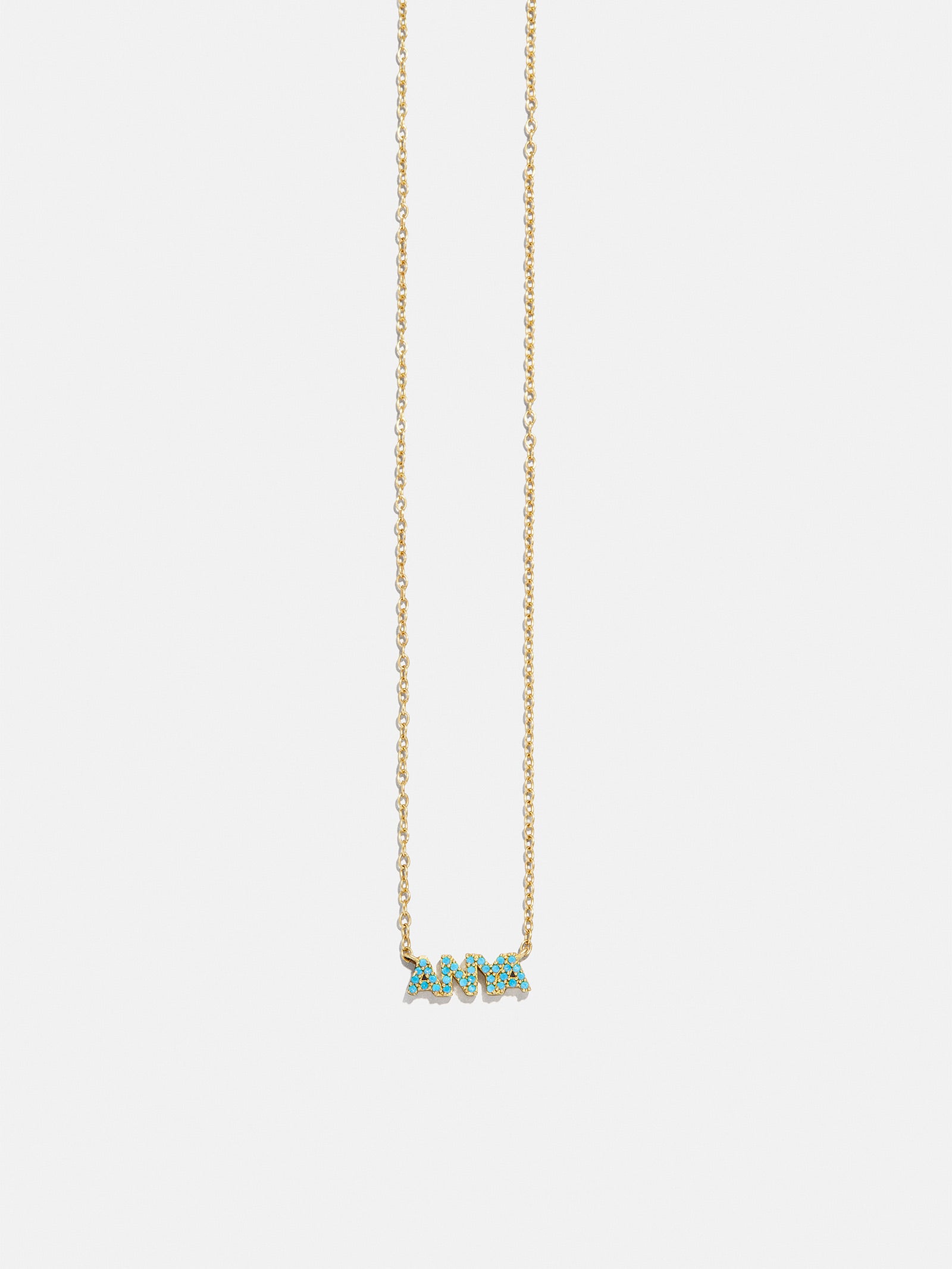 18K Gold Semi-Precious Custom Nameplate Necklace - Turquoise - Image 3
