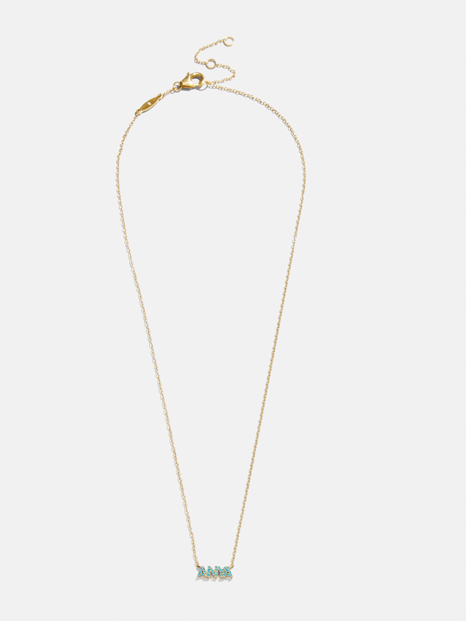 18K Gold Semi-Precious Custom Nameplate Necklace - Turquoise - Image 5