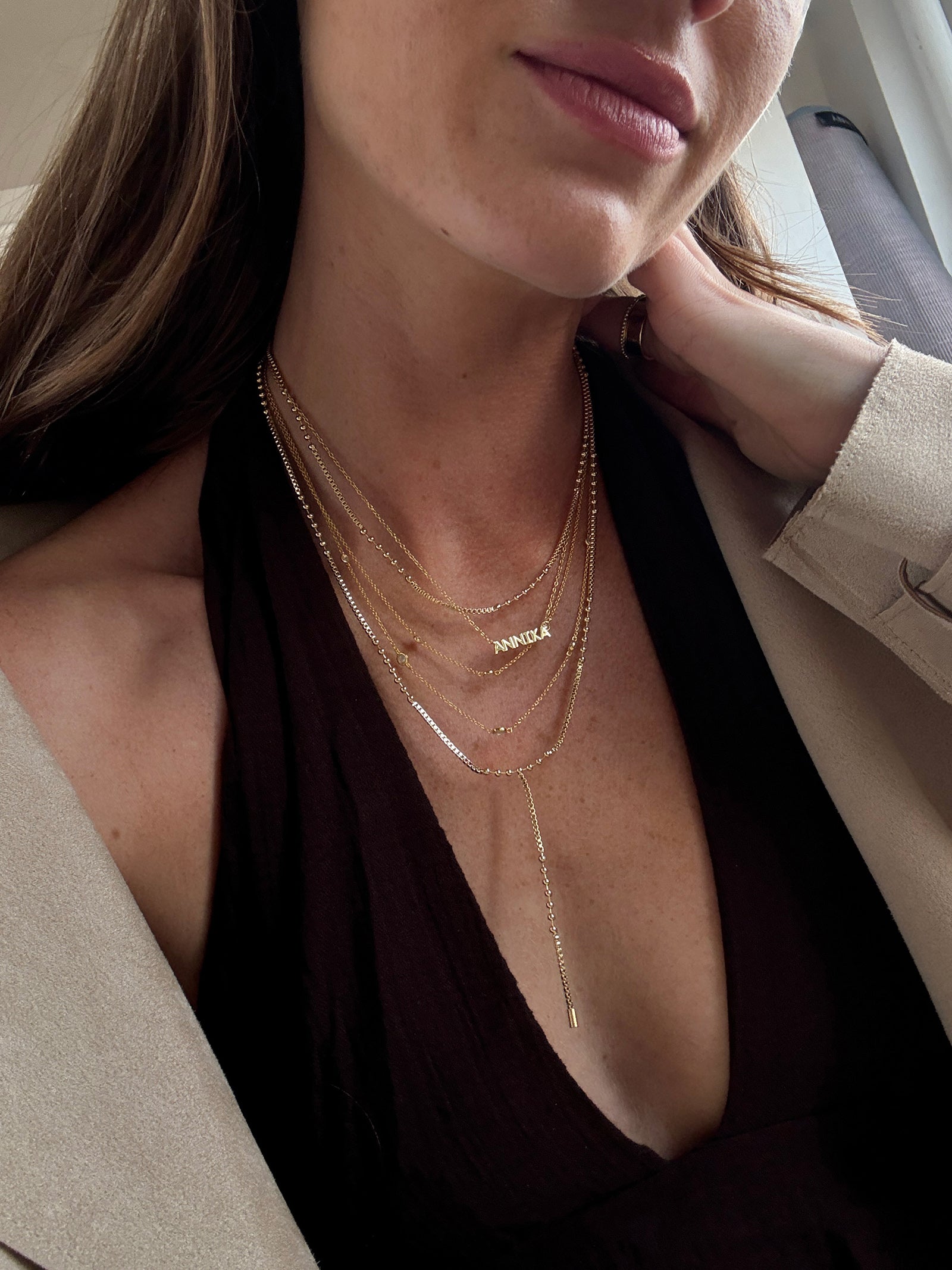 Amaya Lariat Layered Necklace - Gold - Image 2