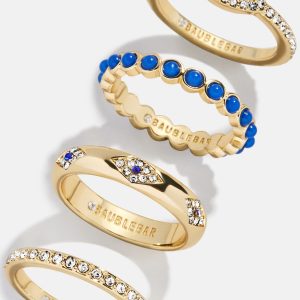 Evil Eye Ring Set - Gold/Blue
