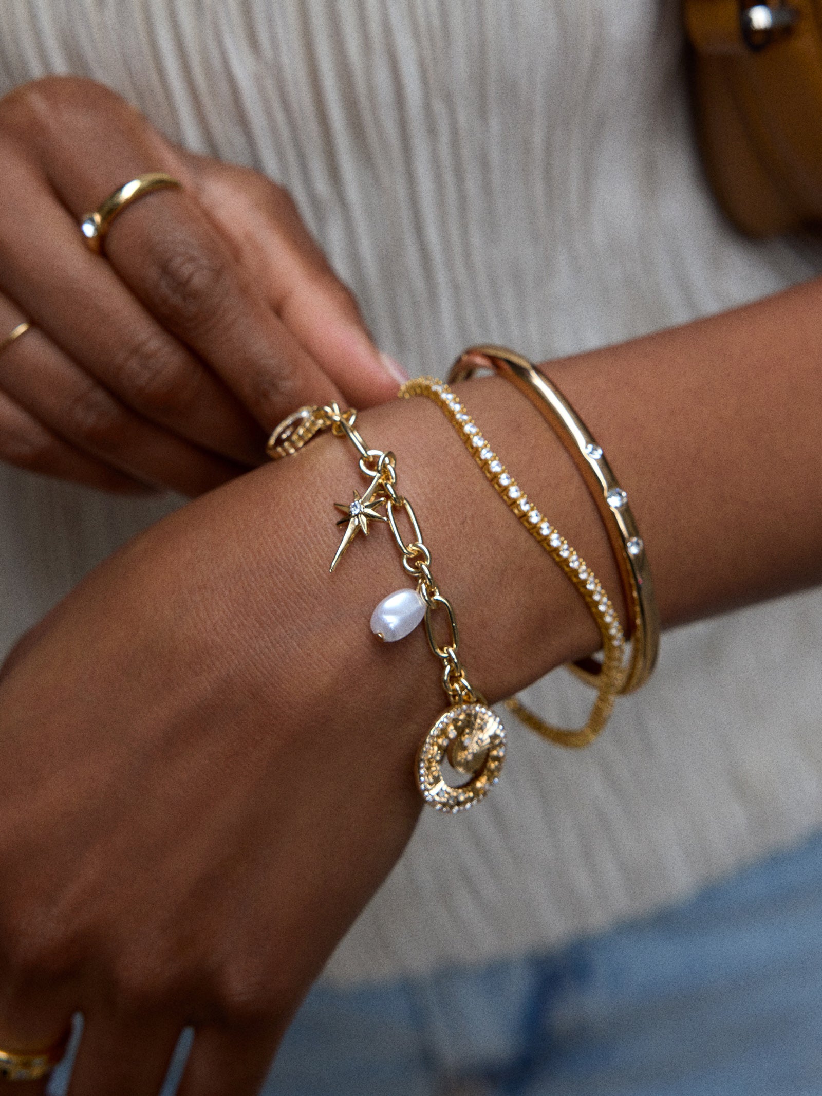 Star Power Celestial Charm Bracelet - Gold/Pav?? - Image 2