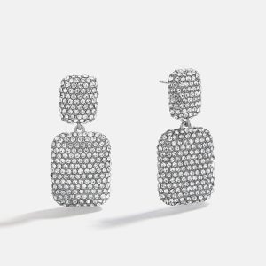 Tara Drop Earrings - Silver/Pav??