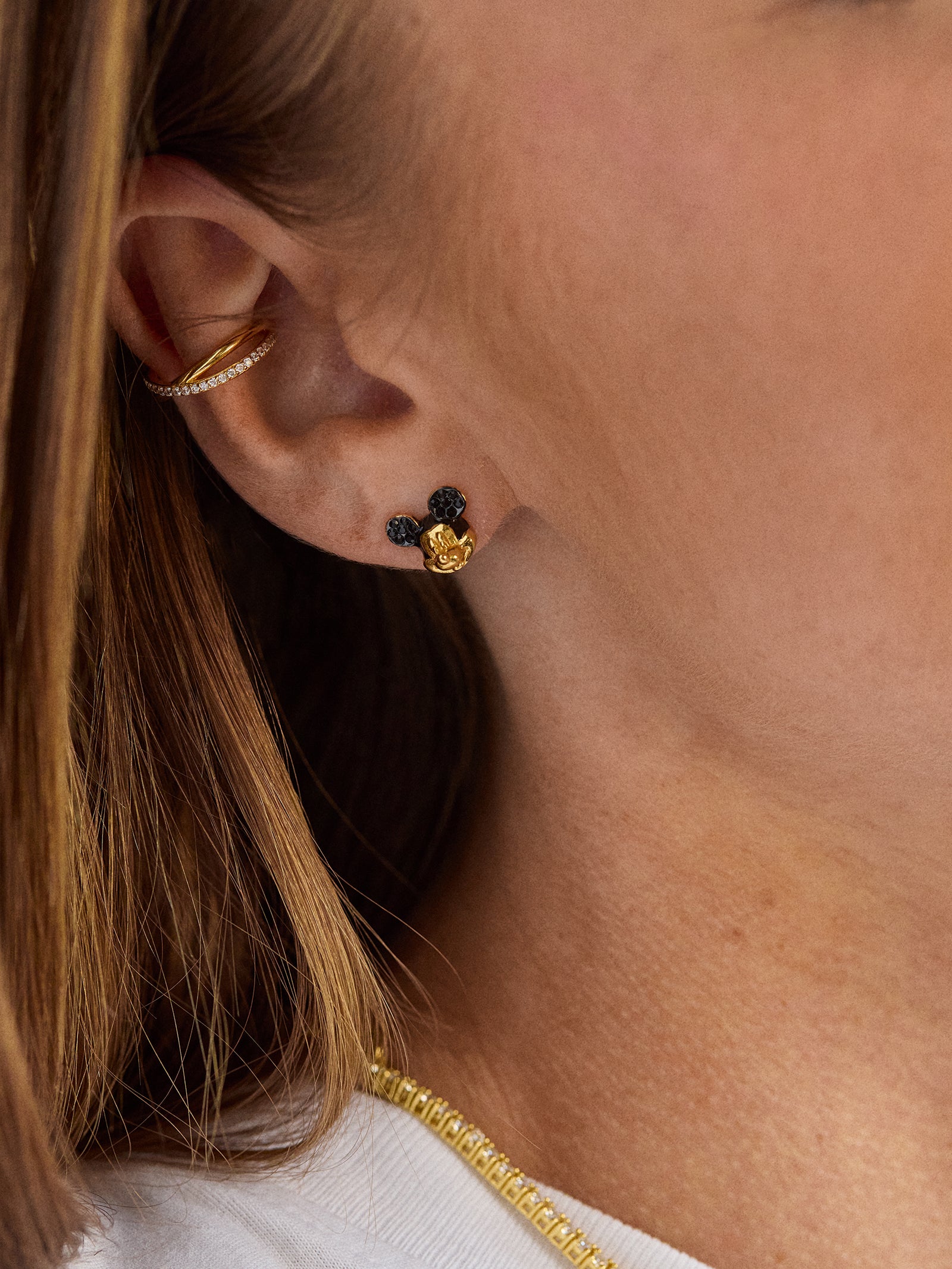 Disney Mickey Mouse 18K Gold Plated Sterling Silver Crystal Studs - Mickey Mouse - Image 2