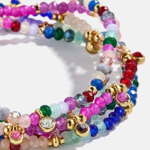 Indya Semi-Precious Layered Bracelet Set - Dark Multi