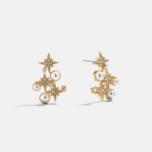 Nora Crystal Earrings - Gold/Pav??