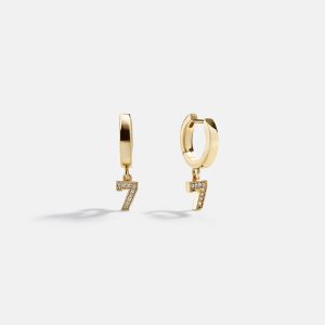 Varsity Number Custom Huggie Earrings - Gold Single Digit