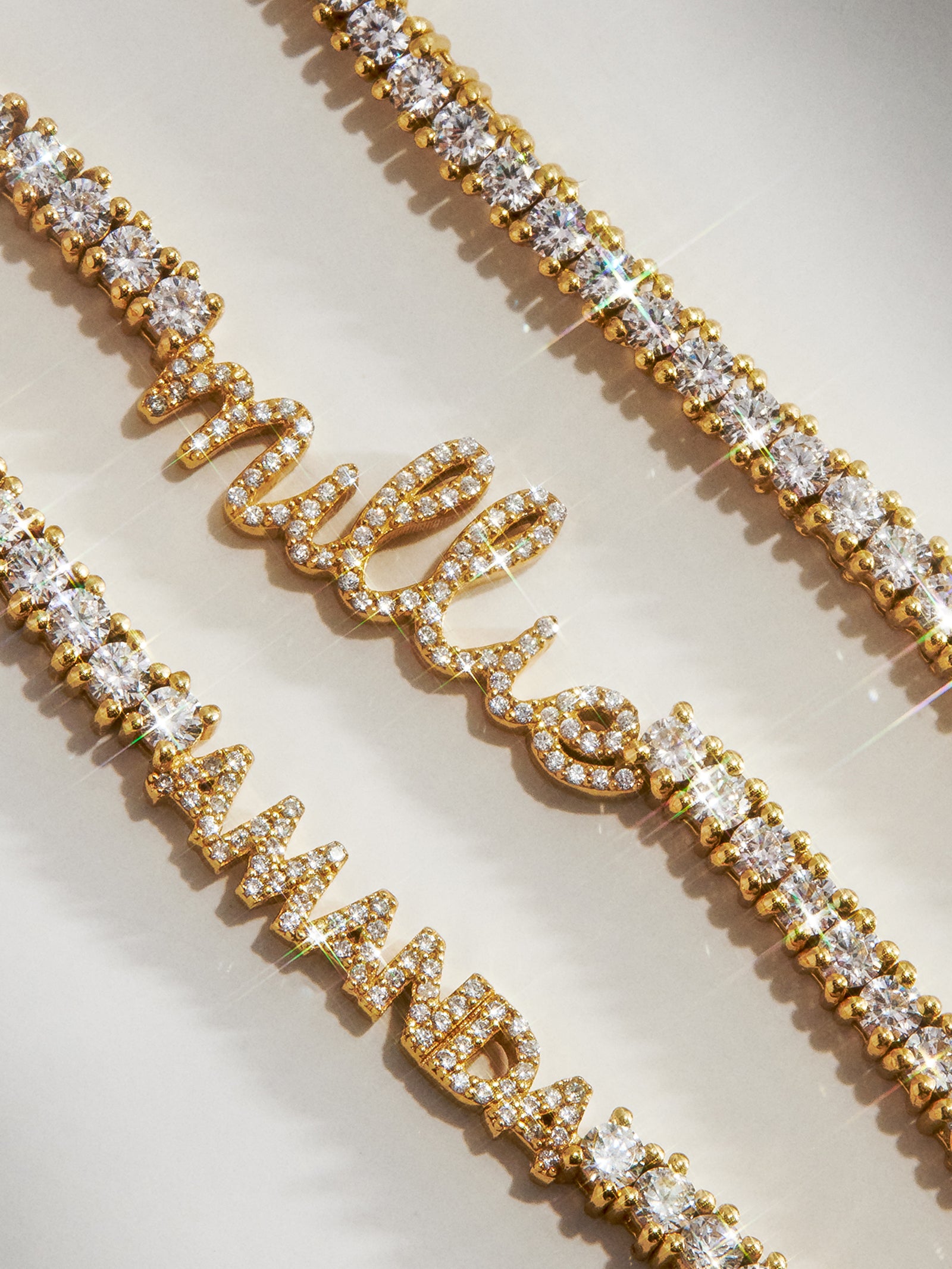 Billie 18K Gold Tennis Custom Nameplate Necklace - Mini Block - Image 4