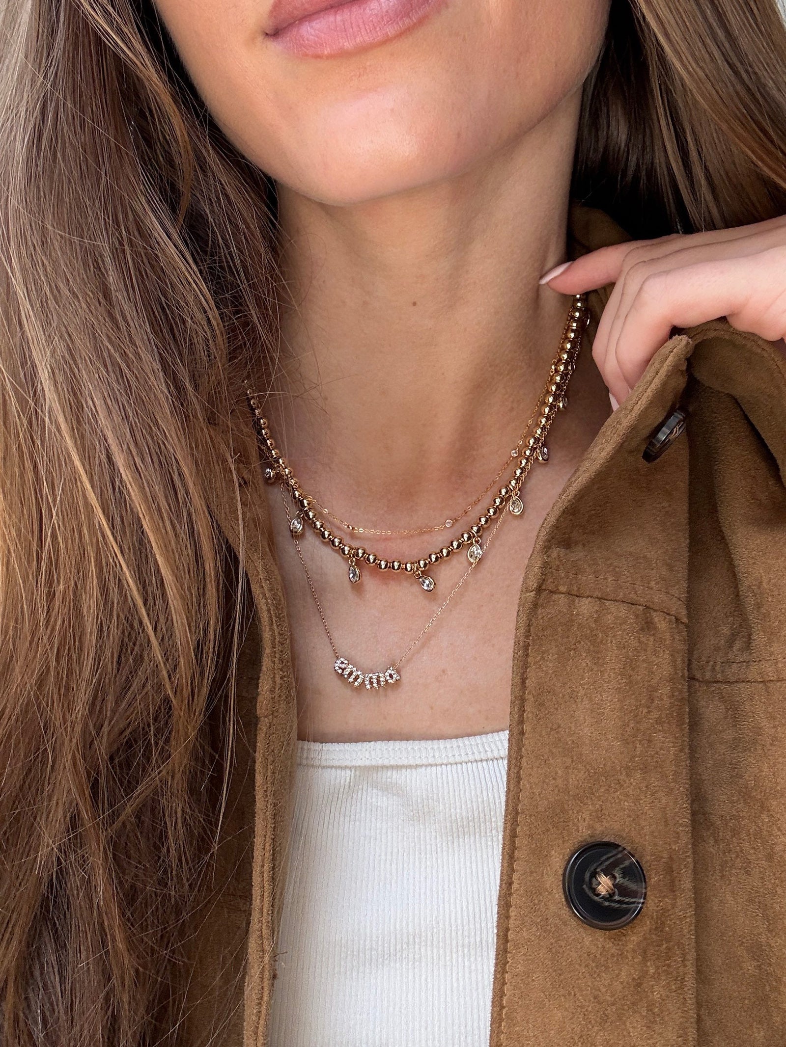 Joelle Pisa Beaded Necklace - Teardrop Bezel - Image 2