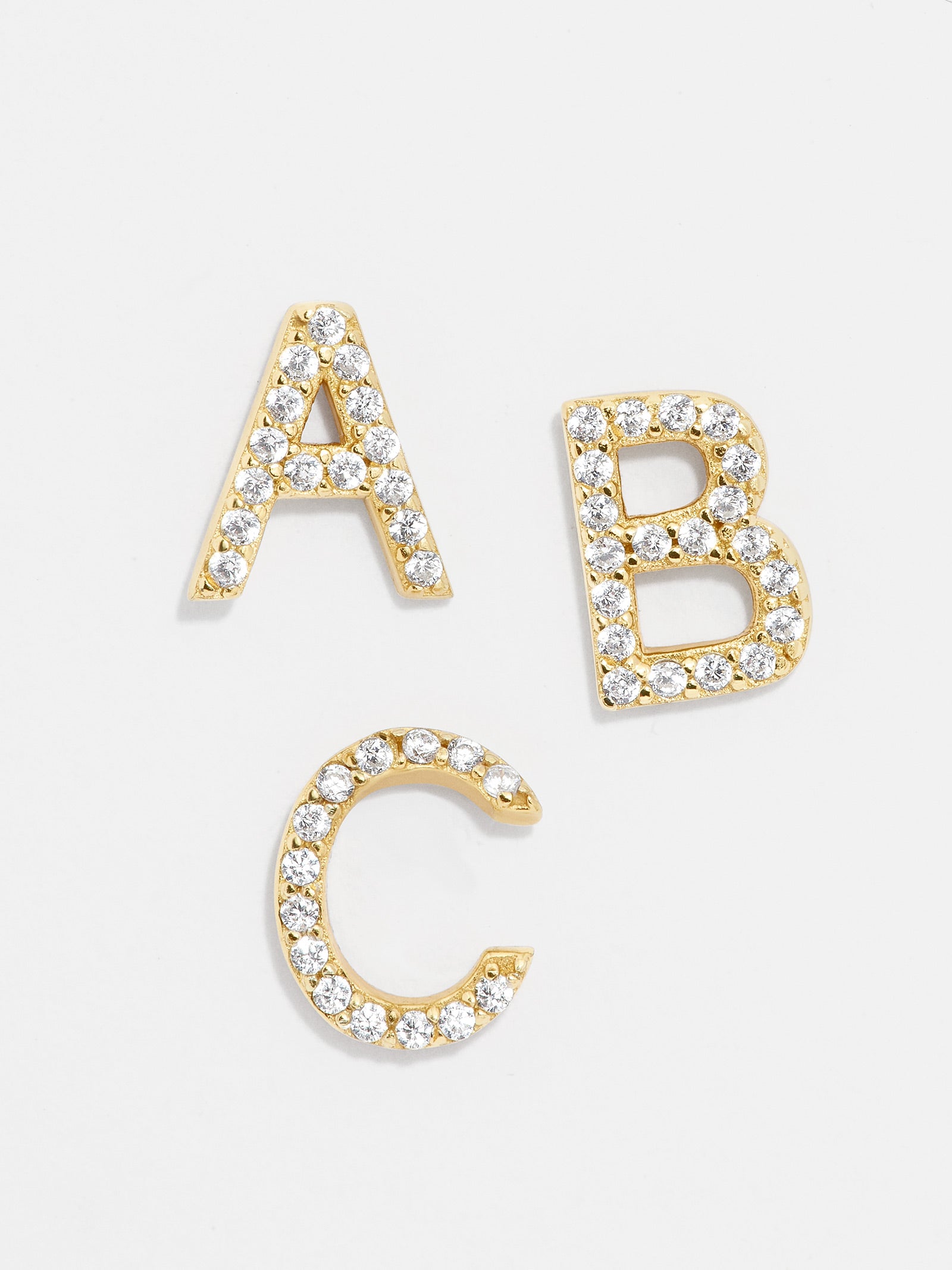 Single 18K Gold Initial Earring - Gold/Pav??
