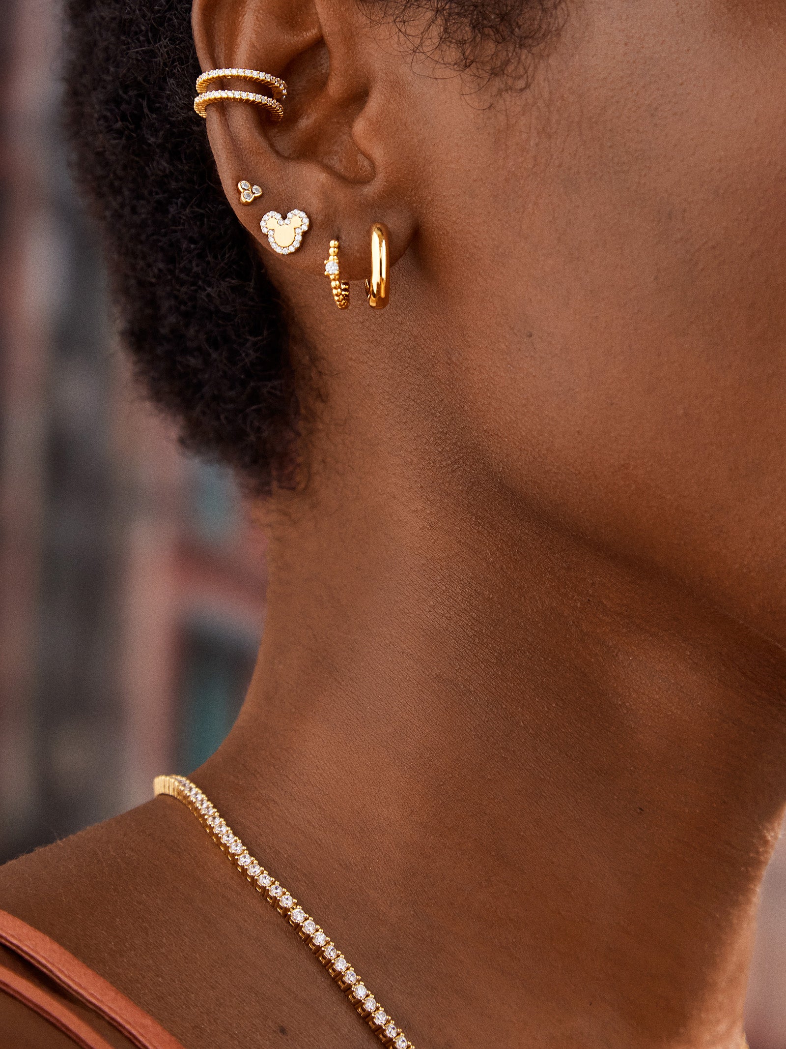 Disney 18K Gold Sterling Silver & Cubic Zirconia Studs - Gold/Pavé - Image 2