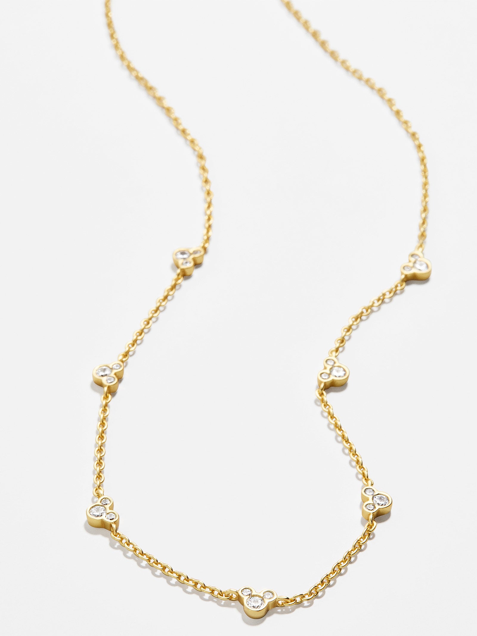 Mickey Mouse Outline 18K Gold Plated Sterling Silver Necklace - Gold/Pav??