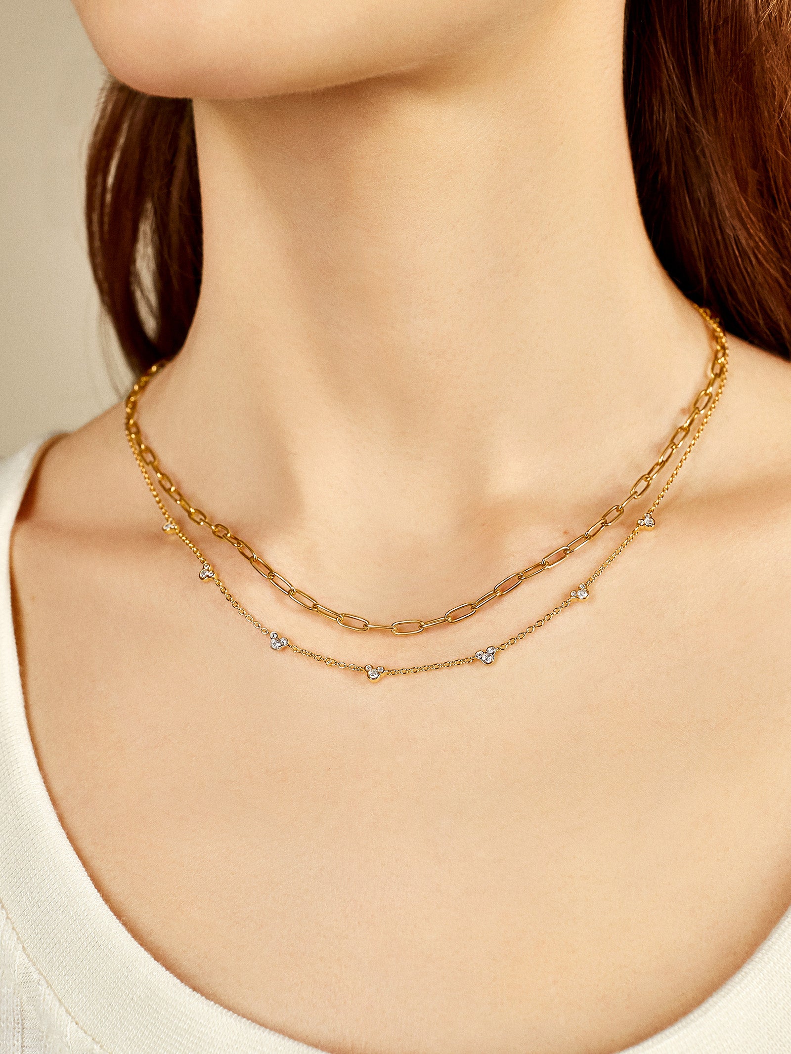 Mickey Mouse Outline 18K Gold Plated Sterling Silver Necklace - Gold/Pav?? - Image 2