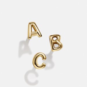 18K Gold Single Initial Earring - Classic Initial