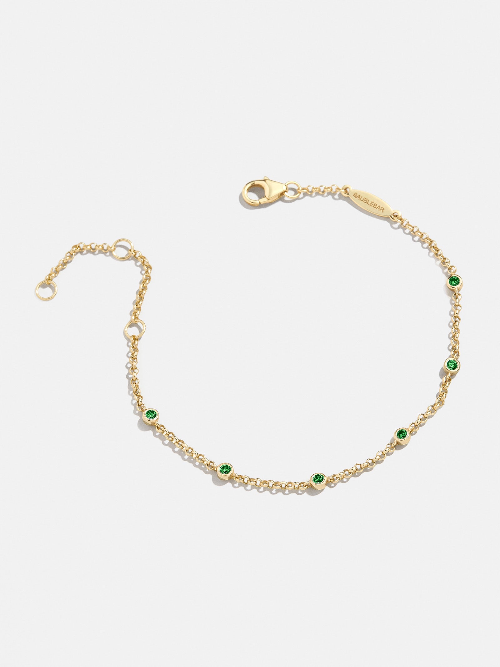 Yasmine 18K Gold Birthstone Bracelet - Emerald - Image 3