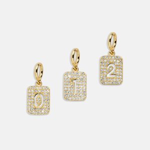 Block Pavé Number Cluster Charm - 0