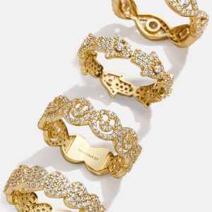 18K Gold Smiley Pav?? Ring - Smiley Face