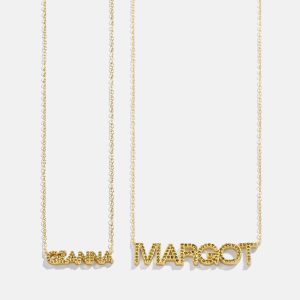 18K Gold Birthstone Custom Nameplate Necklace - Peridot