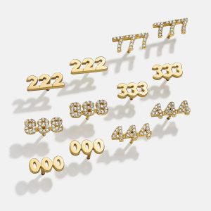 18K Gold Angel Number Earrings - Gold/Pav??